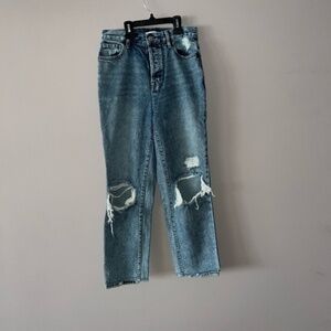 Blue ripped high rise straight Pacsun jeans 25